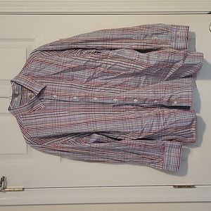 Peter Millar Shirt Mens XL Pink Green Micro Plaid Seaside Finish Button Up